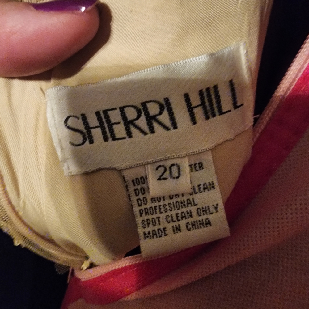 Sherri Hill Gold Sequin Tiered Off-Shoulder Prom Gown - Picture 3 of 6